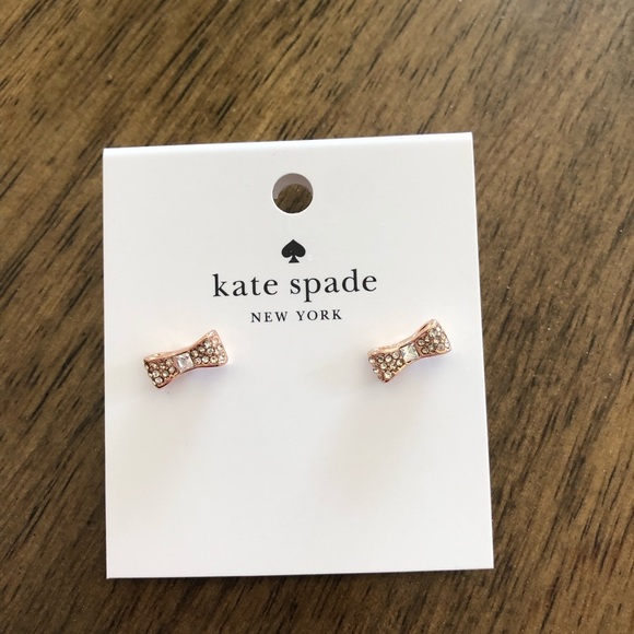 Kate Spade New York Ready, Set, Bow Pave Crystal ROSE GOLD Bow Studded Earrings - Picture 5 of 10